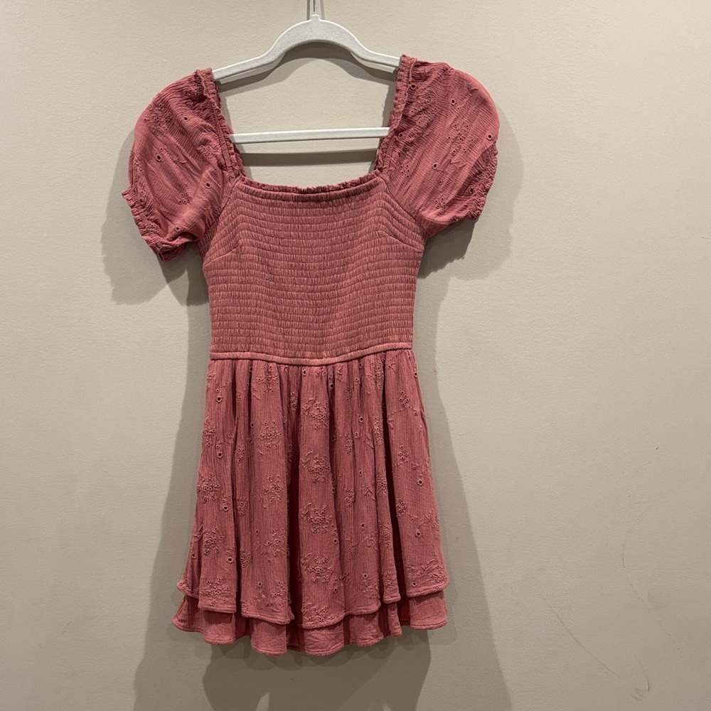 Hollister Dusty Rose Smocked dress